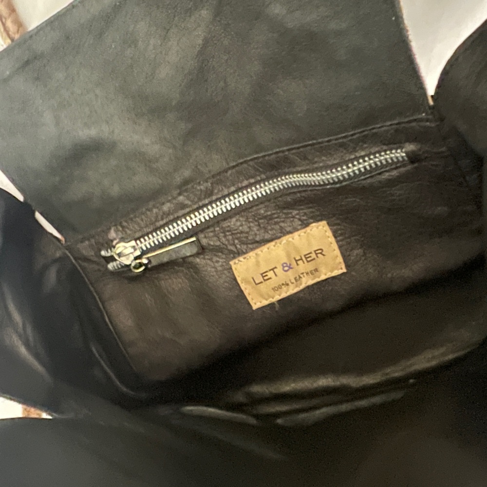 Let & Her Embossed Python Black/Tan Leather Small… - image 8